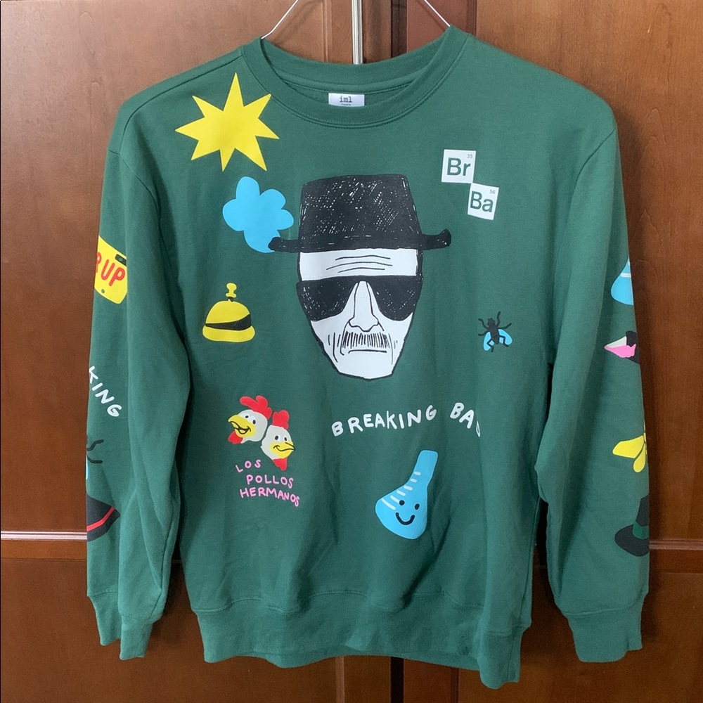 Breaking Bad Heisenberg Sweatshirt Unisex Oversize Green Pop Art Hot Topic Small